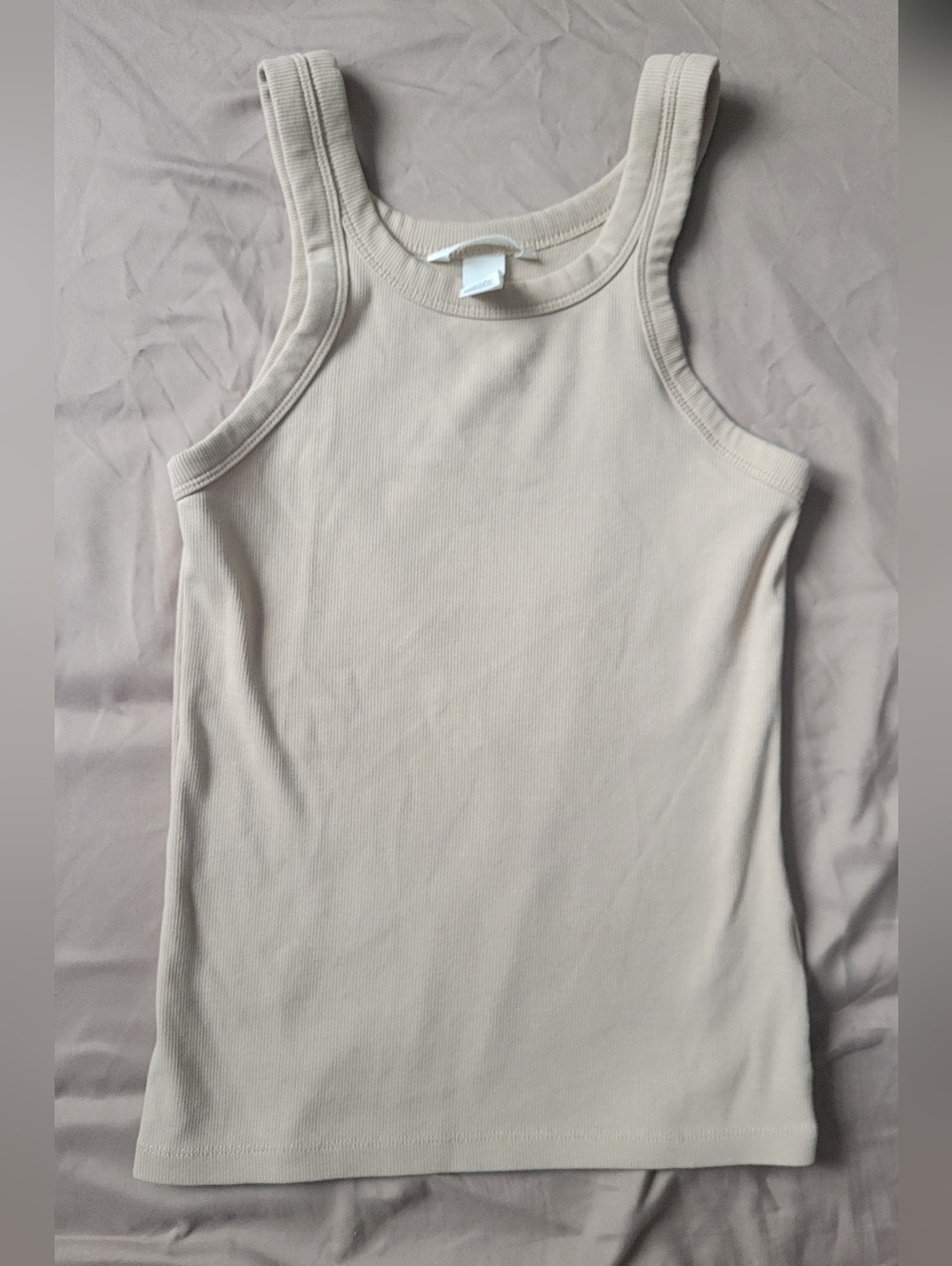 H&M Classic Ribbed Tank Top in Light Beige
